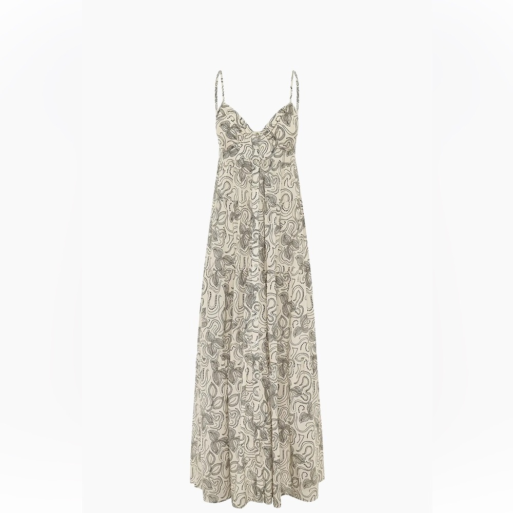 Bird & Knoll Xiola Floral Maxi Dress in Dot Print Off White Size M